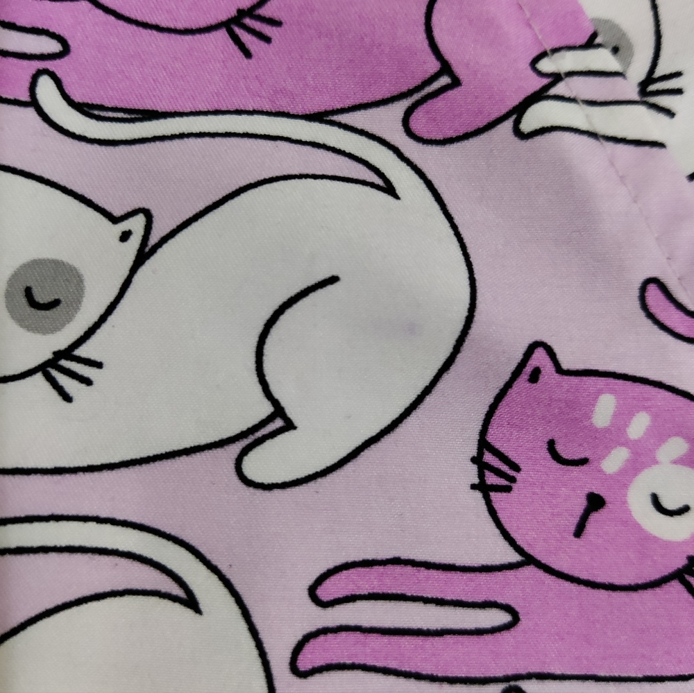 Cassandra O Women’s Scrub Top | Cat Print | Pink Gray Black | Size Small - Picture 7 of 8